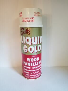 Vintage Scott's Liquid Gold Wood Cleaner 16oz Metal Can Pour Spout 75% Full